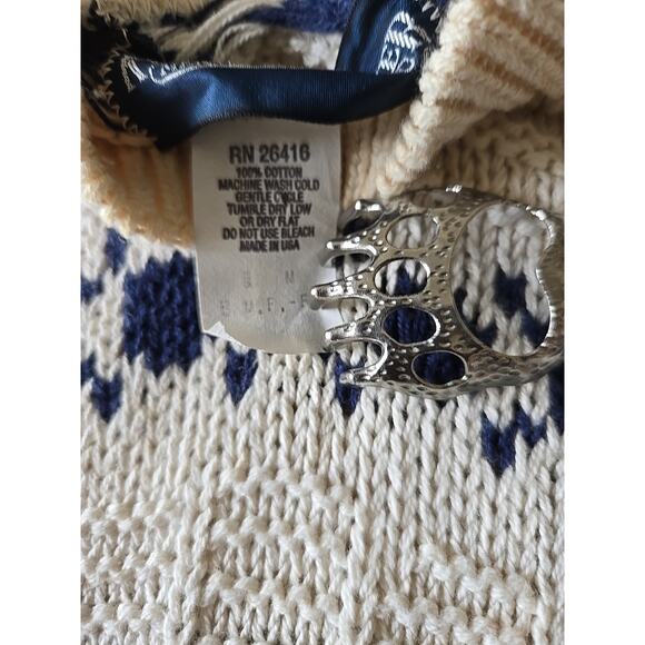 Men Vintage Kuppenheimer Knit White Blue Sweater Made In USA Medium RN#26416 EUC - Picture 12 of 12